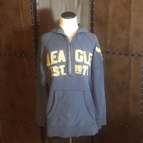 AE fleece navy blue hooded sweatshirt SMALL